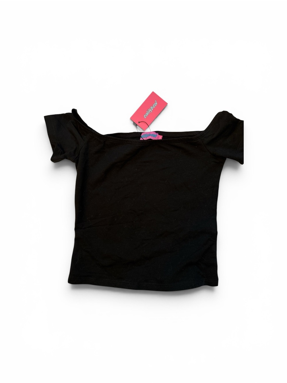 Edikted Black Off-Shoulder Short Sleeve Top XS
